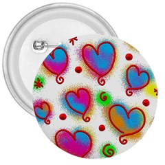 Love Hearts Shapes Doodle Art 3  Buttons by Nexatart