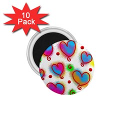 Love Hearts Shapes Doodle Art 1 75  Magnets (10 Pack)  by Nexatart