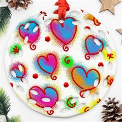 Love Hearts Shapes Doodle Art Ornament (round Filigree)