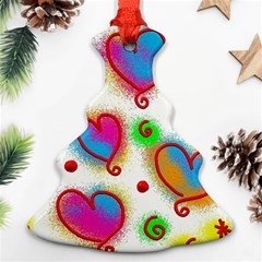 Love Hearts Shapes Doodle Art Christmas Tree Ornament (two Sides)