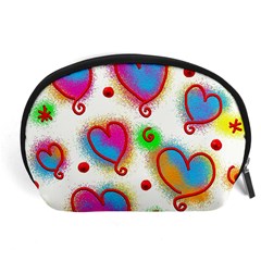 Love Hearts Shapes Doodle Art Accessory Pouches (large)  by Nexatart