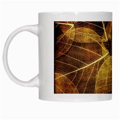 Leaves Autumn Texture Brown White Mugs by Nexatart