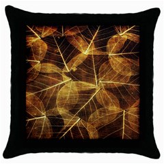 Leaves Autumn Texture Brown Throw Pillow Case (black) by Nexatart