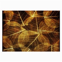 Leaves Autumn Texture Brown Large Glasses Cloth (2-side) by Nexatart