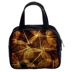 Leaves Autumn Texture Brown Classic Handbags (2 Sides) by Nexatart