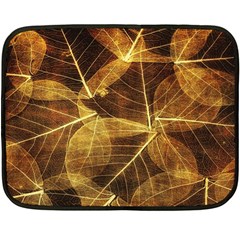 Leaves Autumn Texture Brown Fleece Blanket (mini) by Nexatart