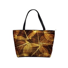 Leaves Autumn Texture Brown Shoulder Handbags by Nexatart