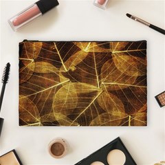 Leaves Autumn Texture Brown Cosmetic Bag (large)  by Nexatart