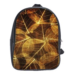 Leaves Autumn Texture Brown School Bags(large) 