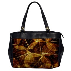 Leaves Autumn Texture Brown Office Handbags by Nexatart