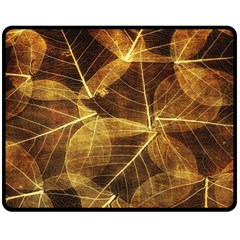 Leaves Autumn Texture Brown Fleece Blanket (medium)  by Nexatart