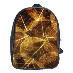 Leaves Autumn Texture Brown School Bags (xl) 