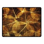 Leaves Autumn Texture Brown Double Sided Fleece Blanket (Small)  45 x34  Blanket Front