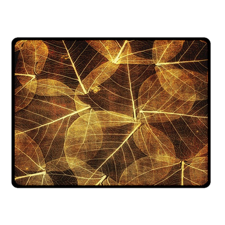 Leaves Autumn Texture Brown Double Sided Fleece Blanket (Small) 