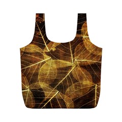 Leaves Autumn Texture Brown Full Print Recycle Bags (m)  by Nexatart