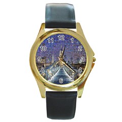 London Travel Round Gold Metal Watch by Nexatart