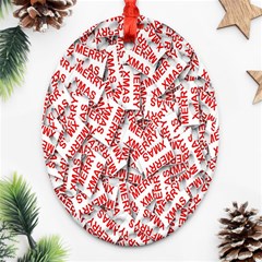 Merry Christmas Xmas Pattern Ornament (oval Filigree) by Nexatart