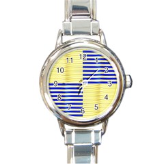 Metallic Gold Texture Round Italian Charm Watch by Nexatart