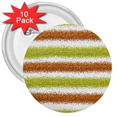 Metallic Gold Glitter Stripes 3  Buttons (10 Pack)  by Nexatart