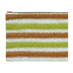 Metallic Gold Glitter Stripes Cosmetic Bag (xl) by Nexatart