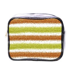 Metallic Gold Glitter Stripes Mini Toiletries Bags by Nexatart