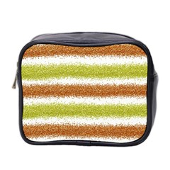 Metallic Gold Glitter Stripes Mini Toiletries Bag 2-side by Nexatart