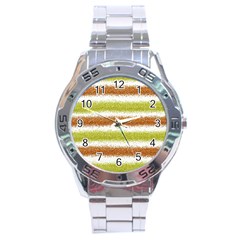 Metallic Gold Glitter Stripes Stainless Steel Analogue Watch by Nexatart