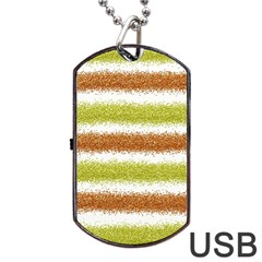 Metallic Gold Glitter Stripes Dog Tag Usb Flash (two Sides) by Nexatart