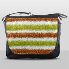 Metallic Gold Glitter Stripes Messenger Bags by Nexatart