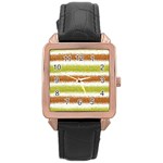 Metallic Gold Glitter Stripes Rose Gold Leather Watch  Front