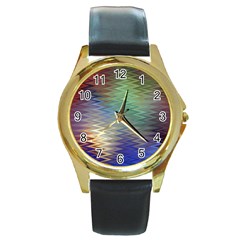 Metallizer Art Glass Round Gold Metal Watch by Nexatart