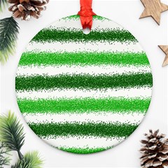 Metallic Green Glitter Stripes Ornament (round) by Nexatart