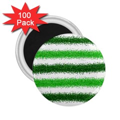 Metallic Green Glitter Stripes 2 25  Magnets (100 Pack) 