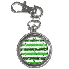 Metallic Green Glitter Stripes Key Chain Watches