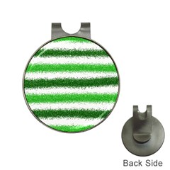 Metallic Green Glitter Stripes Hat Clips With Golf Markers by Nexatart