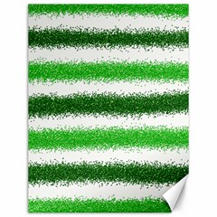 Metallic Green Glitter Stripes Canvas 12  X 16   by Nexatart