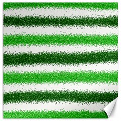 Metallic Green Glitter Stripes Canvas 20  X 20  