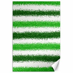 Metallic Green Glitter Stripes Canvas 20  X 30  