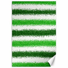 Metallic Green Glitter Stripes Canvas 24  X 36  by Nexatart