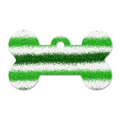 Metallic Green Glitter Stripes Dog Tag Bone (two Sides)