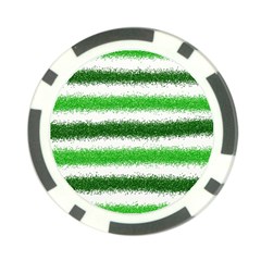 Metallic Green Glitter Stripes Poker Chip Card Guard (10 Pack) by Nexatart