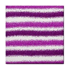 Metallic Pink Glitter Stripes Tile Coasters