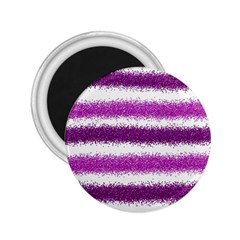 Metallic Pink Glitter Stripes 2 25  Magnets by Nexatart