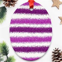 Metallic Pink Glitter Stripes Ornament (oval) by Nexatart