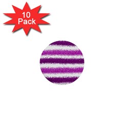 Metallic Pink Glitter Stripes 1  Mini Buttons (10 Pack)  by Nexatart