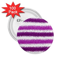 Metallic Pink Glitter Stripes 2 25  Buttons (100 Pack)  by Nexatart