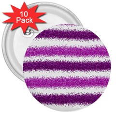 Metallic Pink Glitter Stripes 3  Buttons (10 Pack)  by Nexatart