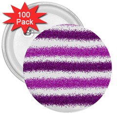 Metallic Pink Glitter Stripes 3  Buttons (100 Pack)  by Nexatart