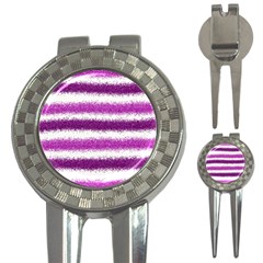 Metallic Pink Glitter Stripes 3-in-1 Golf Divots by Nexatart