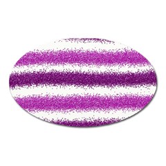 Metallic Pink Glitter Stripes Oval Magnet